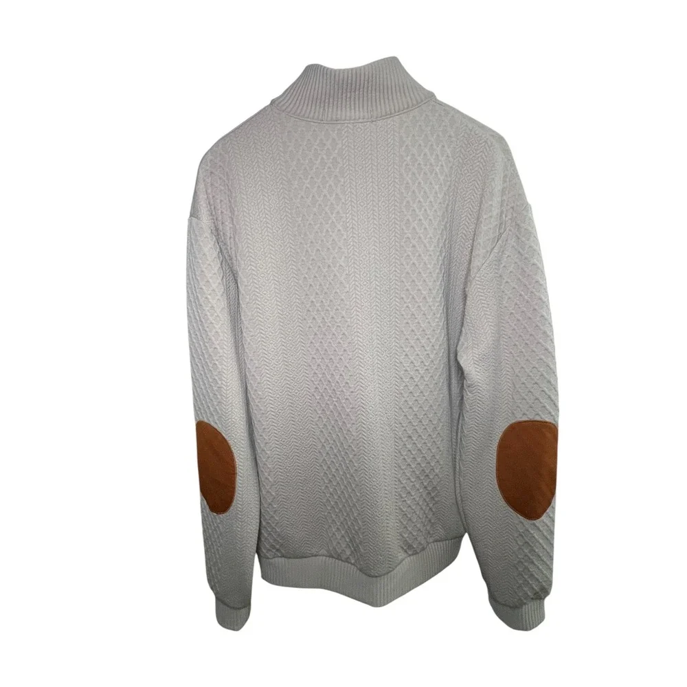 Cross & Crown Classic High Collar Knit Pullover Sweater – Men's Size XXL (Beige)